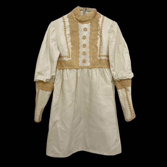 White and Gold Vintage Dress - Picture 1 of 2